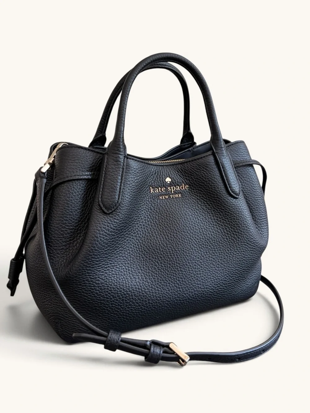 kate spade Black Dumpling Leather Satchel with Detachable Crossbody Strap